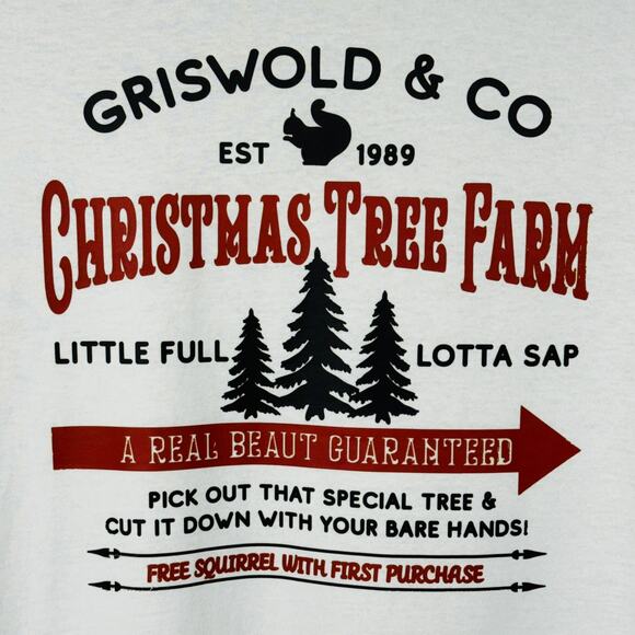 Christmas Holiday Griswold’s Tree Farm Womens X-Large White T-Shirt Long Sleeve - Picture 2 of 7